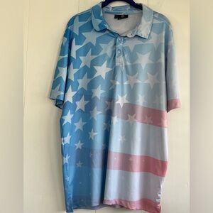 Greenside Men's Golf Polo Shirt Stars and Stripes Stretch Patriotic Size XL